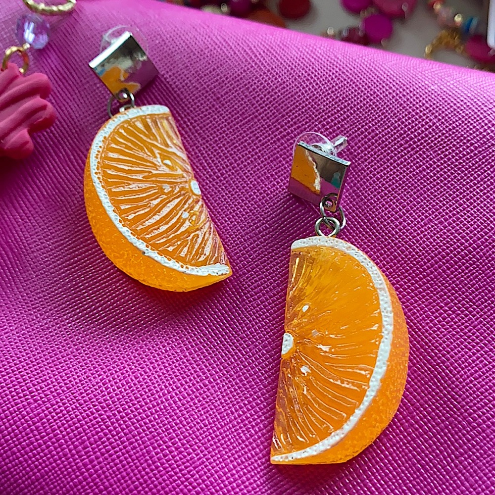 🍓🍉5 for $25 Orange 🍊 slice earrings